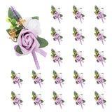 uxcell 20pcs Light Purple Boutonnieres for Men, Artificial Flower Buttonholes Pocket Corsage with Boutonnieres Pins for Wedding Bride Groom Ceremony Anniversary Formal Party
