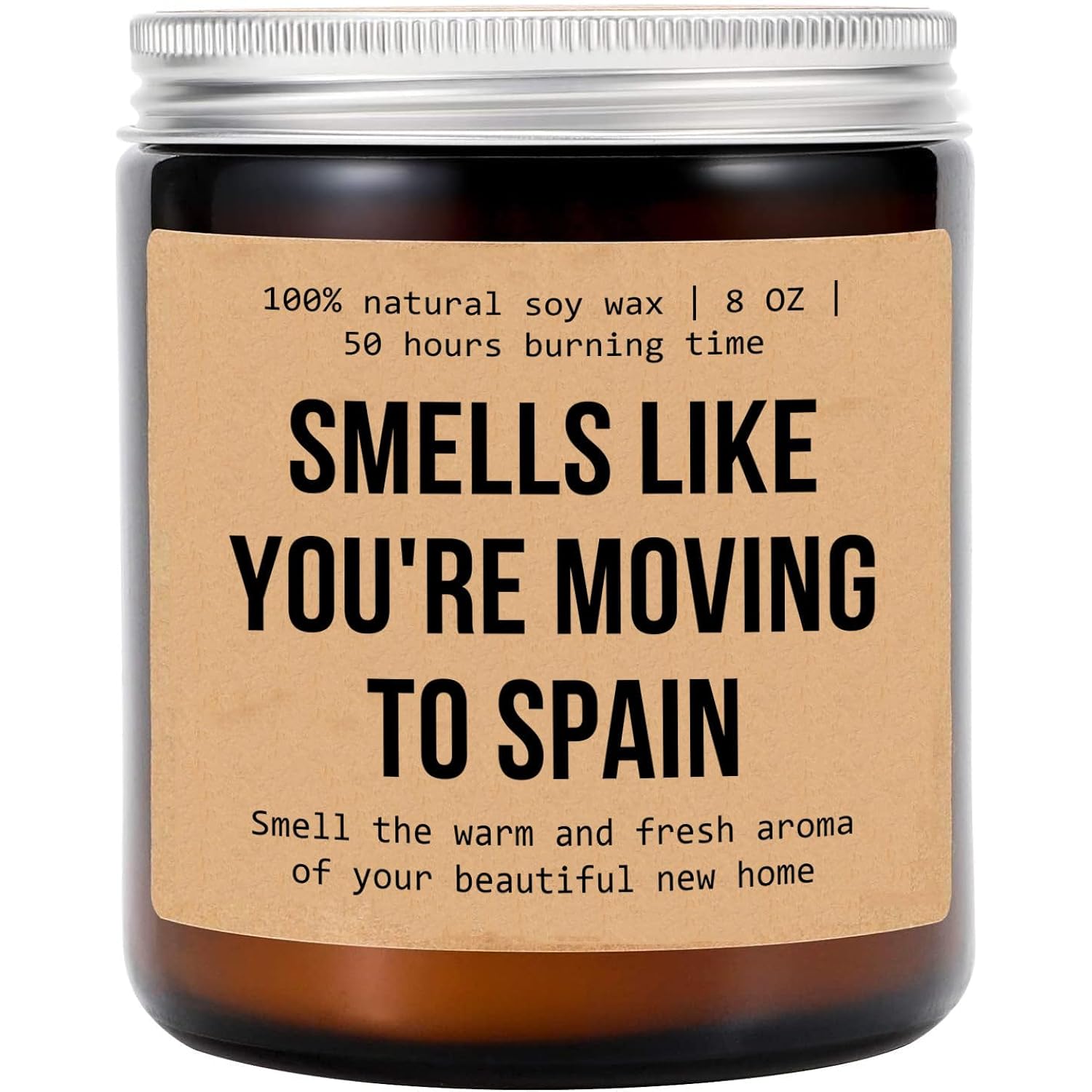 Smells Like You'Re Moving To Spain Candle - Moving To Spain Gift - Spain Candle - Spain Moving Gift - Aromatherapy Glass Candle Jar - Non-Toxic Ingredients
