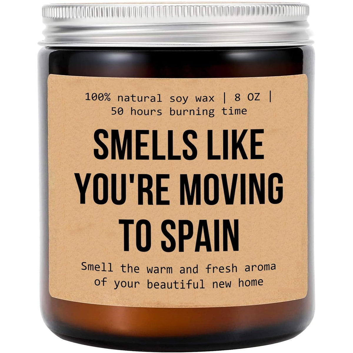 Smells Like You'Re Moving To Spain Candle - Moving To Spain Gift - Spain Candle - Spain Moving Gift - Aromatherapy Glass Candle Jar - Non-Toxic Ingredients