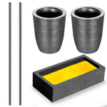 5 Pieces Crucible Metal Melting Kit, Including 2 Clay Graphite Crucible For Gold Melting Metal, 2 Graphite Stir Rod Stick, 1 Torch Smelting Casting Ingot Mold
