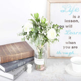 Artificial Flowers 2 Pack White Artificial Roses With Stems Baby Breath For Diy Bouquets Wedding Centerpieces Party Table Decoration Home