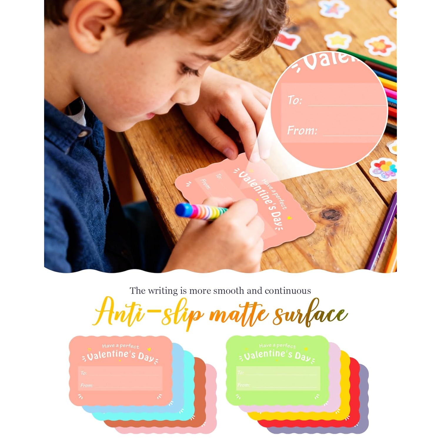 Valentines Day Cards For Kids School, 40 Pack Valentines Cards For Kids Classroom, 10 Assorted Designs With Envelopes And Stickers, 4.7 X 3.2 Inchs (Valentines)
