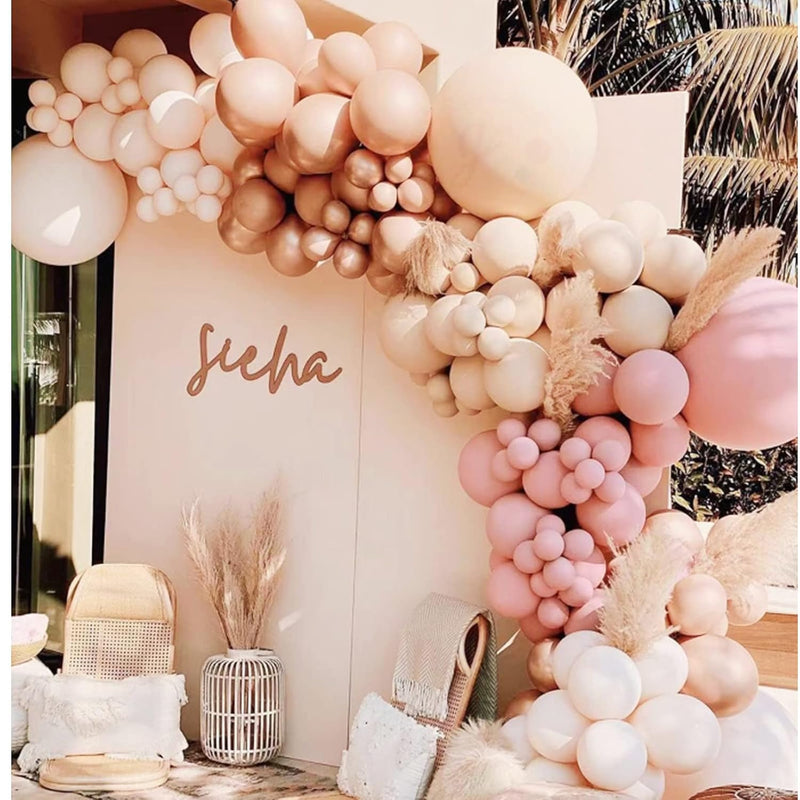 Diy Balloon Arch Garland Kit 156Pcs Double-Stuffed Dusty Pink Cream Pe