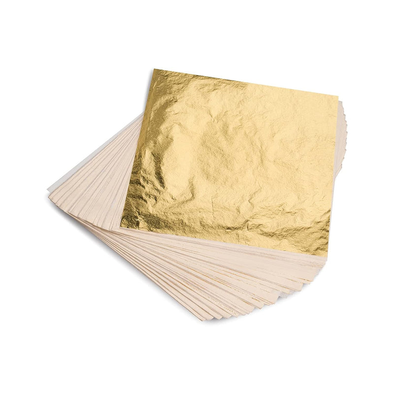 Gold Leaf Sheets - 100 Gold Foil Sheets - 14 X 14 Cm Multipurpose Gold Leaf Fo