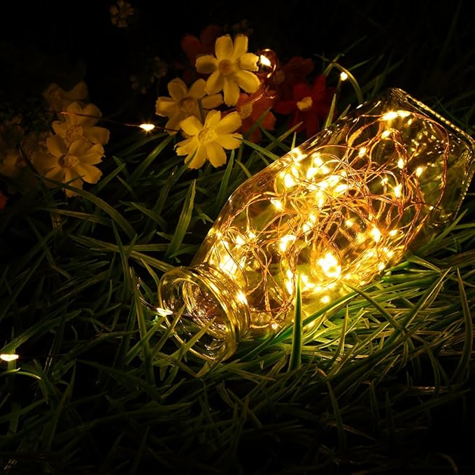 4 Pack Battery Operated Fairy Lights 16.4FT 50 LED Warm White Copper Wire String Lights with Remote Timer Waterproof for Bedroom Wedding Decor