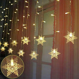 Led Curtain Lights - Led Snowflake Lights With Remote Control,Usb Powered 24 Snowflakes 120 Leds Window Curtain String L