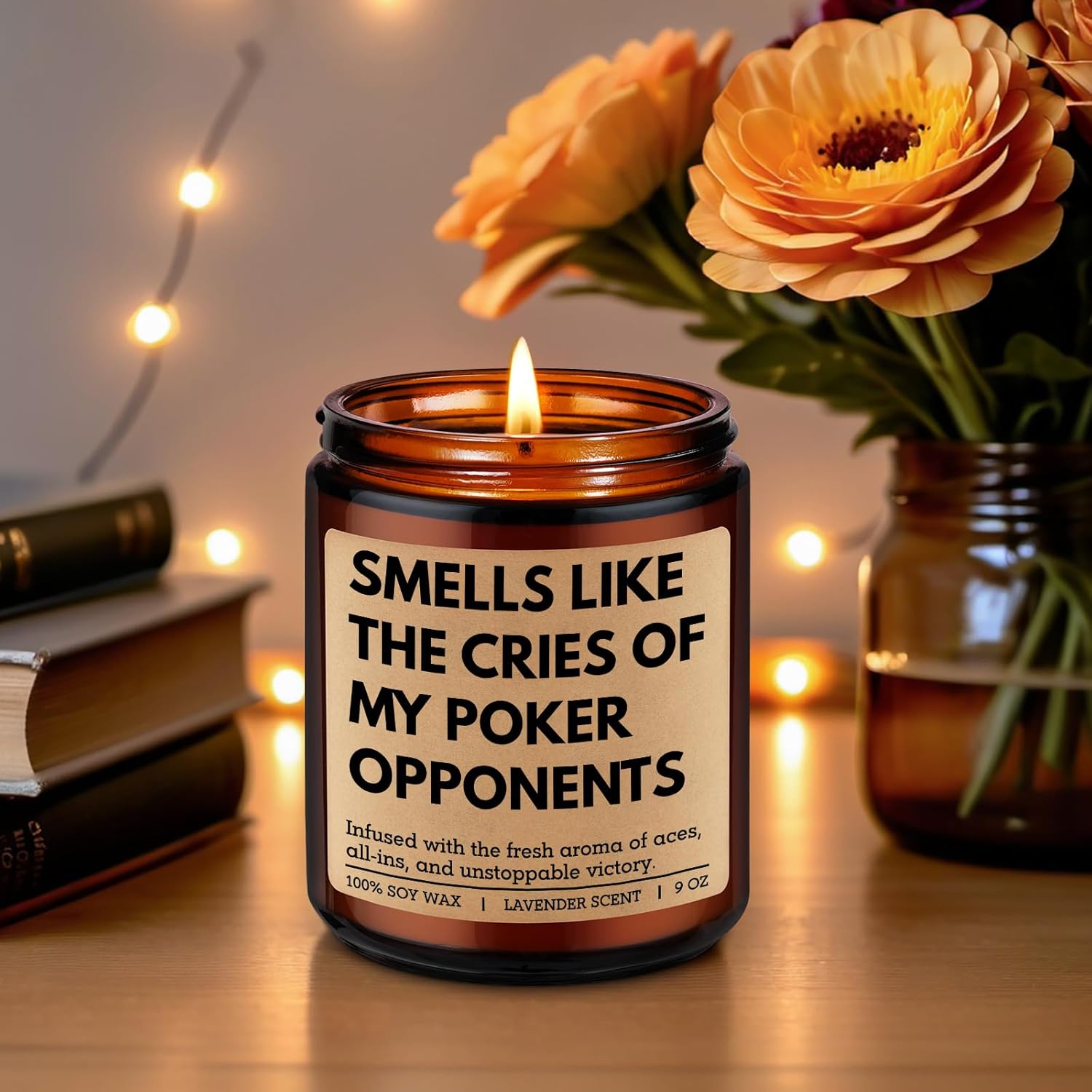 Scented Candle - Poker Gifts For Men, Women - Casino Gifts, Gambling Ideas - Game Night Decor For Adult - Funny Valentines Day, Birthday Presents For Poker Players, Card Players, Gamblers