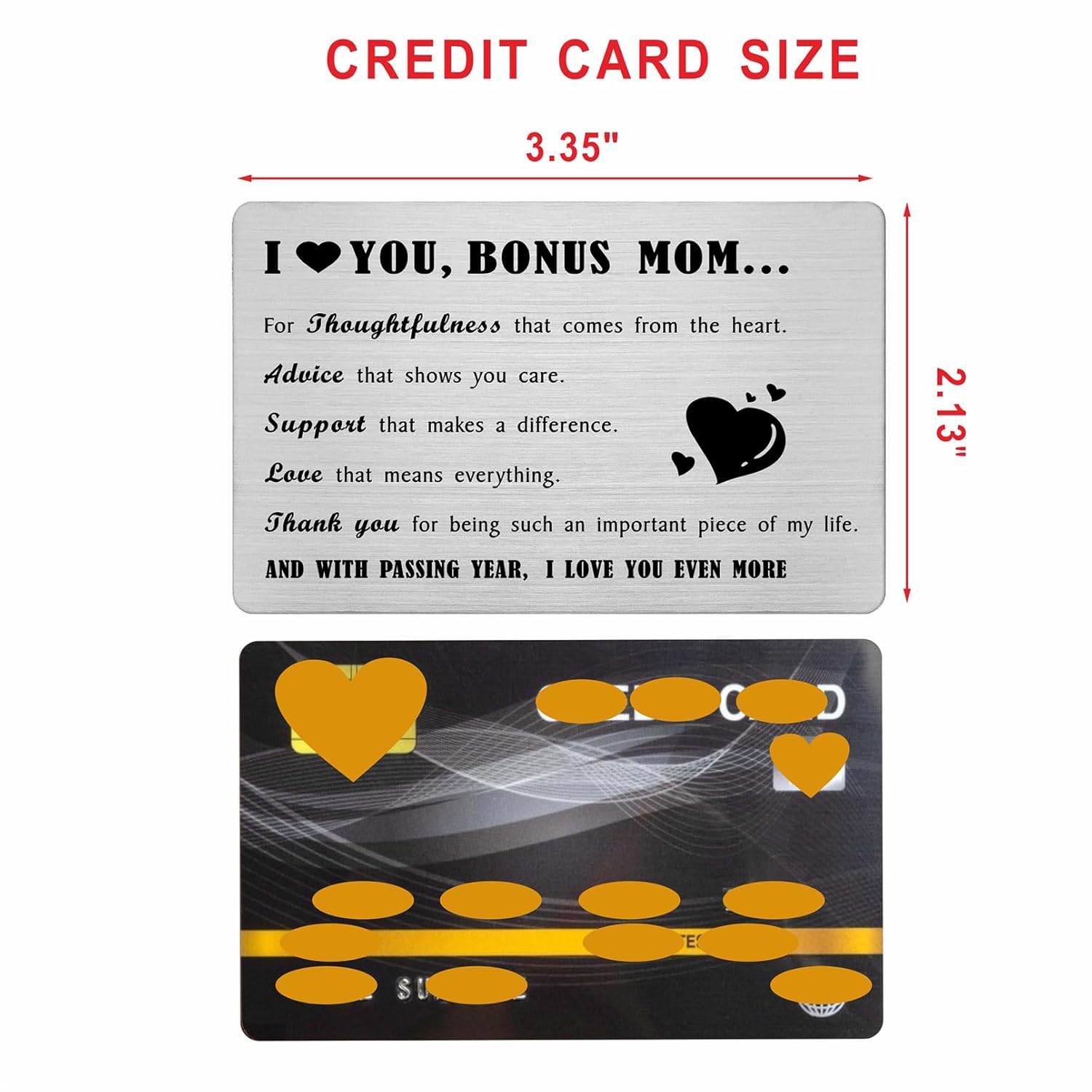 Bonus Mom Mothers Day Gifts - I Love You Wallet Card For Bonus Mom - Stepmom Mothers Day Keepsake