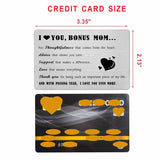 Bonus Mom Mothers Day Gifts - I Love You Wallet Card For Bonus Mom - Stepmom Mothers Day Keepsake