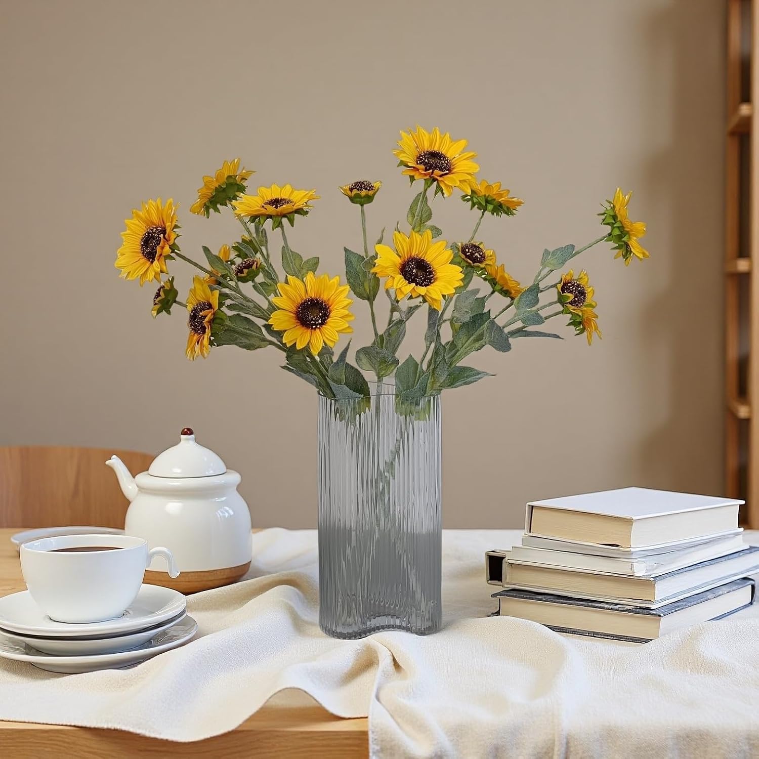 Artificial Sunflower Bouquet With Stems, Realistic Yellow Flowers For Home Decor, 36 Blooms (12/Pcs) 18 Blooms(6/Pcs)