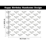 Birthday Wrapping Paper For Men - Mini Roll - 17 Inch X 16.5 Feet - Happy Birthday Handsome Design For Special Friend, Boyfriend, Husband