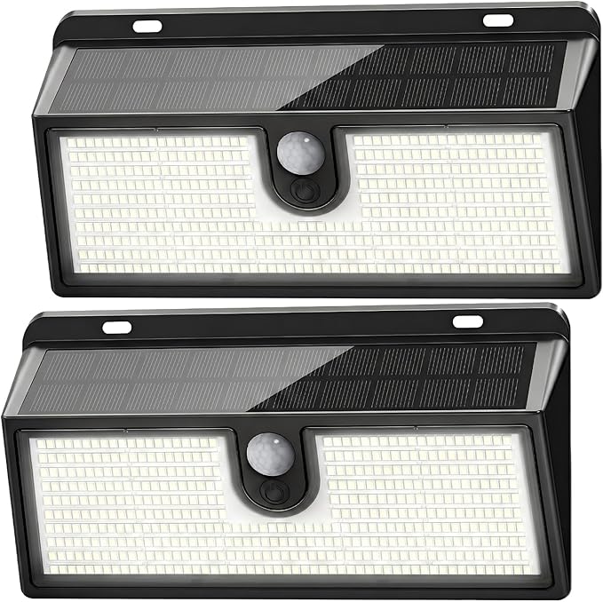 2 Pack 452 LED Solar Motion Lights 2000LM IP65 Waterproof Wireless Security Lights
