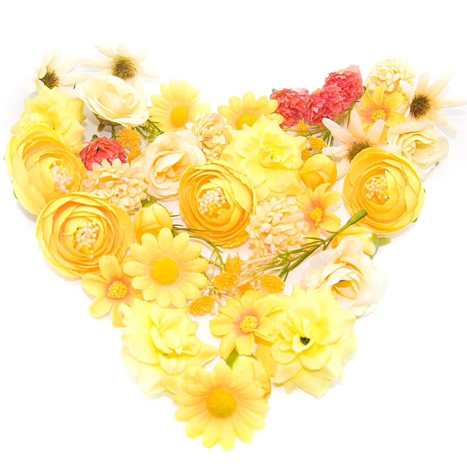 Fabric Flowers Heads For Craft, 40 Pcs Yellow Flowers Mini Fake Flowers Heads, Artificial Flowers Faux Daisy Fake Rose, Silk Flowers Artificial Daisy For Hair Decoration, Wreath Making, Scrapbooking