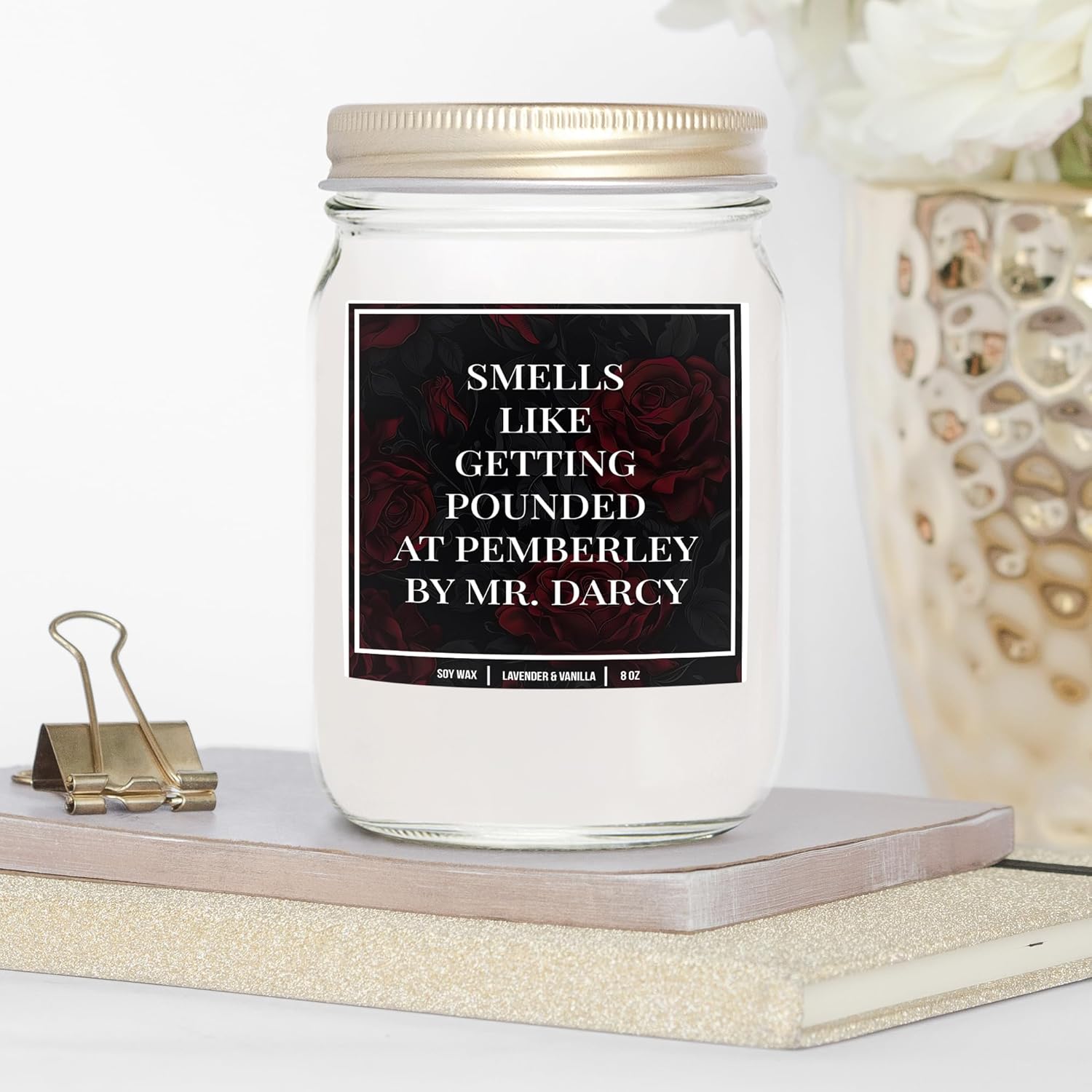 You Nique Designs Pride And Prejudice Gifts, Jane Austen Gifts 8Oz Candle, Cool Surprise For Bookworms, Book Themed Present, Unique Bookworm, Bookish Ideas For Book Readers (Lavender & Vanilla)