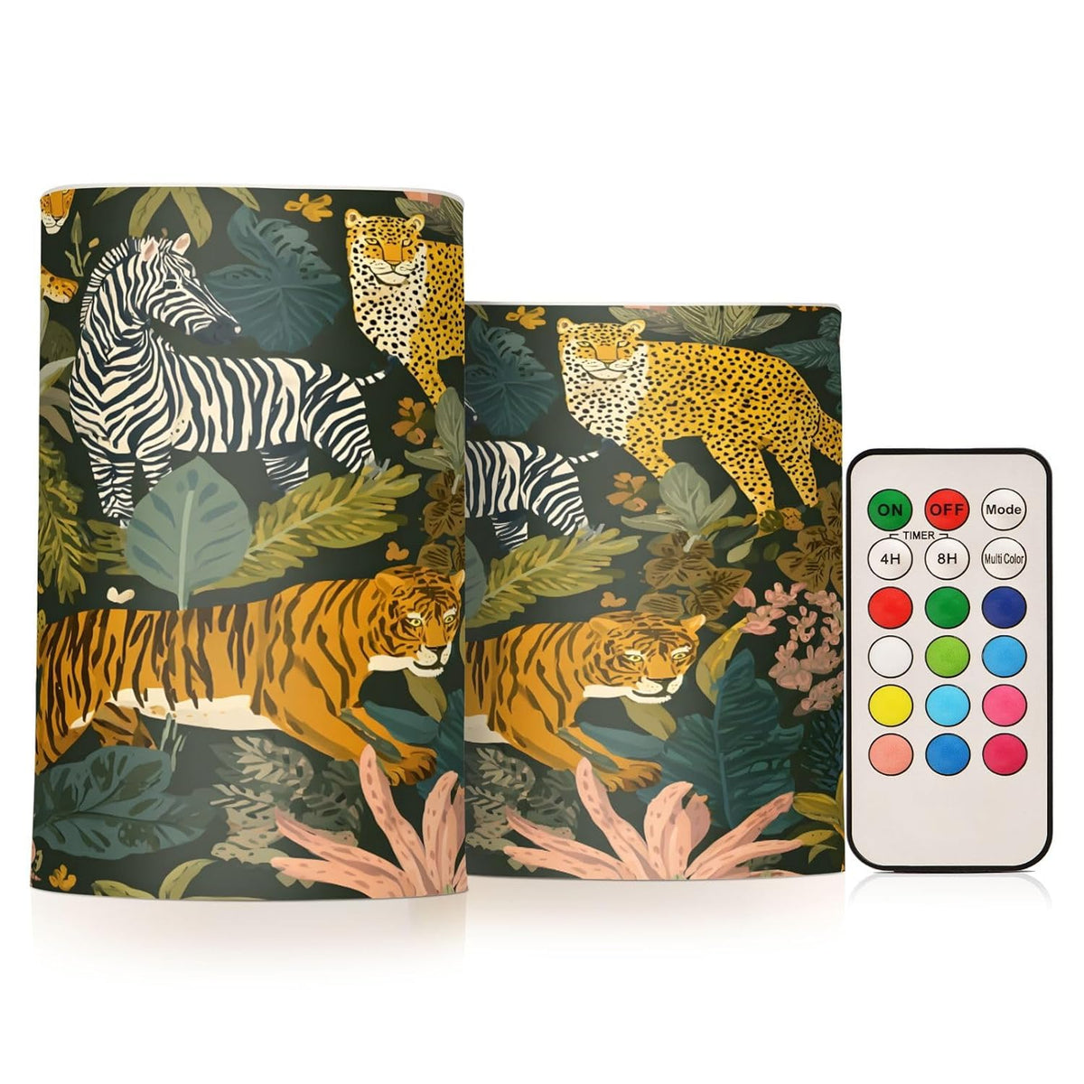Flickering Flameless Candles, Zebra Wild Animal Tiger Led Candles With Remote Timer, Battery Operated Candle For Valentine Wedding Halloween Christmas Decor - Set Of 2