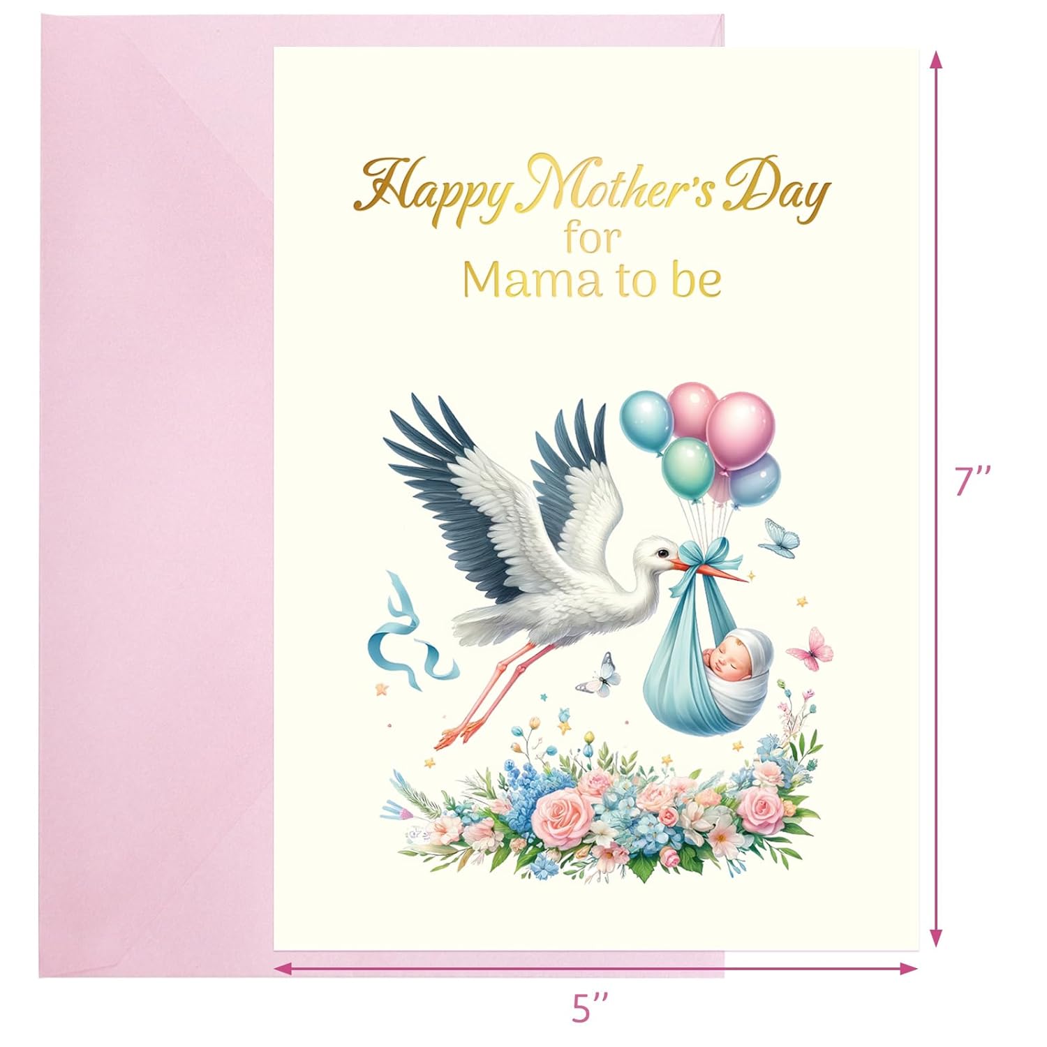 Happy Mothers Day Card For Mother To Be Mom To Be Pregnant Expecting New First Mom Mother'S Day Gift Gifts With Envelope 5X7 Inch Message Inside 1 Pcs
