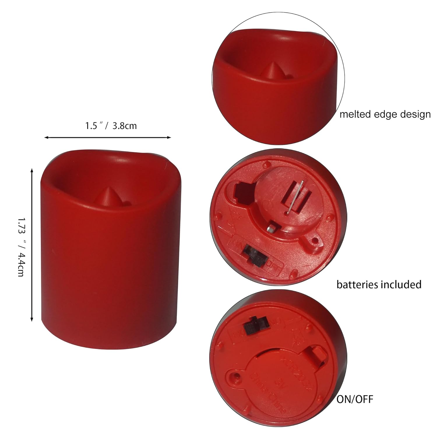 CANDLE CHOICE Battery Operated Flameless Votive Candles Small Bright Flickering LED Lights for Wedding Party Table Centerpieces Halloween Christmas Home Decorations Batteries Included 24 Pack Red