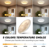 15 Inch 3D Moon LED Ceiling Light 5CCT Adjustable Flush Mount Fixture
