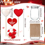 Rustic Valentines Table Decorations Set, Valentines Mason Jars Decor With 12 Pcs Red White Felt Heart Picks Galentines Bouquet Heart Flower Stick Gifts For Lovers Dinning Table Office