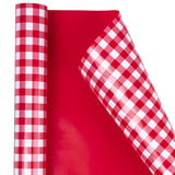 Reversible Wrapping Paper - Mini Roll - 17 Inch X 33 Feet - Red And White Plaid Design For Birthday, Holiday, Wedding, Baby Shower