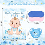 Pin The Pacifier On The Baby Game, Baby Shower Party Decorations With Large Poster Blindfolds And 30 Pacifier Stickers, Baby Theme Party Activity Supplies (Blue Bear)