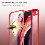 iPhone SE 3rd 2nd Gen 2022 2020 Case Full Body Built-in Glass Screen Protector Red