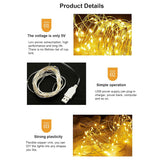 2M 20 Leds Fairy String Lights, Usb Powered String Light For Desk Office Christmas Tree Party Decoration (Warm, 2)