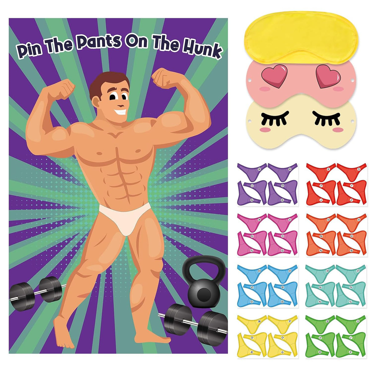 Bridal Shower Bachelorette Party Games Pin The Pants On The Hunk With 42 Stickers For Bridal Shower Engagement Wedding Bachelorette Party Girls Night Party Games