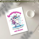 Funny Grandma Birthday Card For Granny, Cool Greeting Cards For Grandma Birthday, Envelope And Sticker