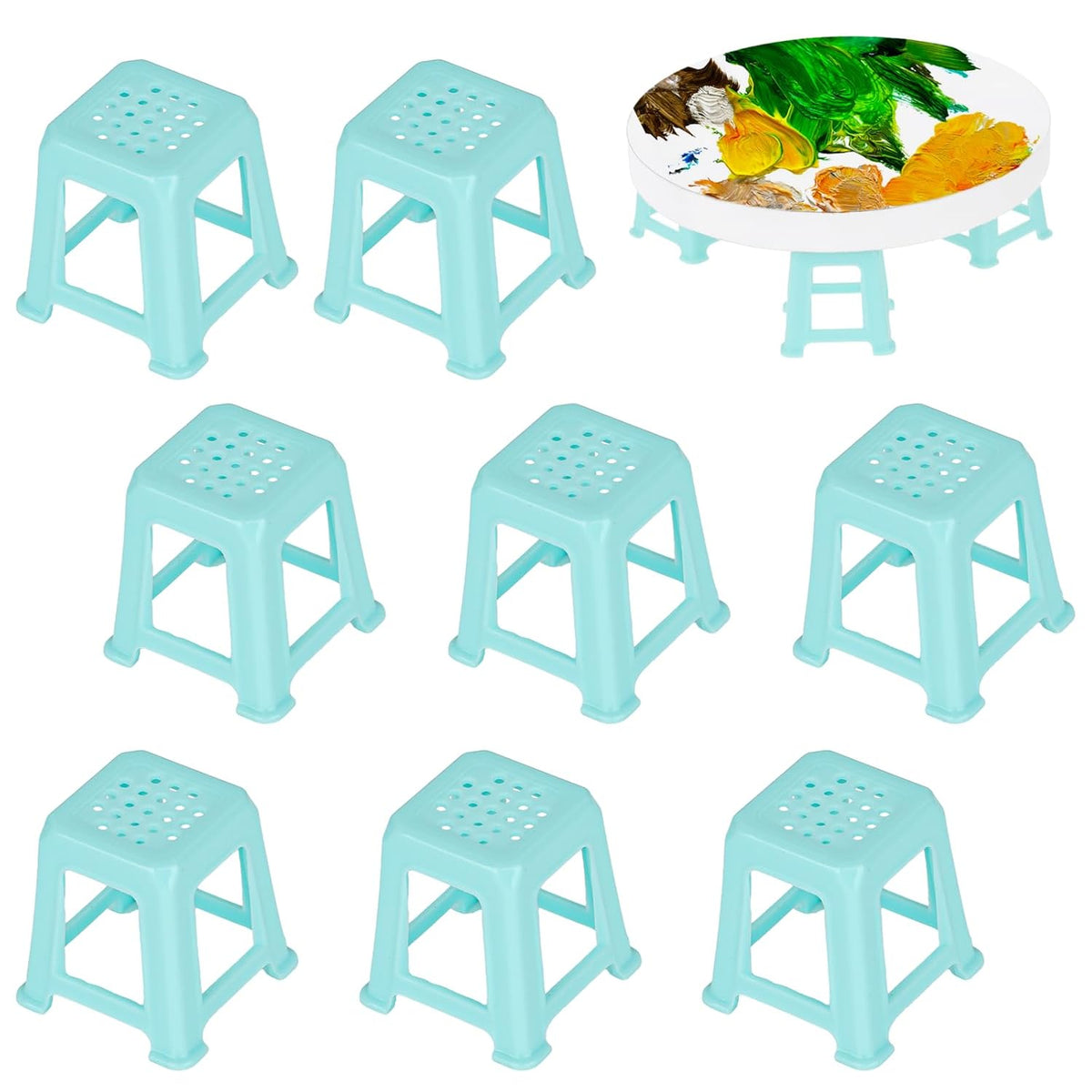 8 Pcs Canvas Stands Paint Stands For Painting Solid Color Canvas Support Stand Plastic Paint Stand Mini Canvas Feet Risers For Fluid Acrylic Pouring Paint Supplies (Blue)