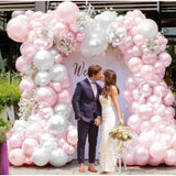 Pearl Pink White Balloon Arch Double Stuffed Pastel Light Pink White Cream Balloon Garland Kit With Bobo Balloons For Birthday Wedding Bridal Baby Shower Valentines Day Bachelorette Party Decor