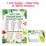 What Is Your Dinosaur Name Game, Game Sign And 30 Cards, Dinosaur Birthday Party Sign For Boys And Girls, Holiday Activity, Kids Dinosaur Activity Cards, Dinosaur Activity Decoration Supplies