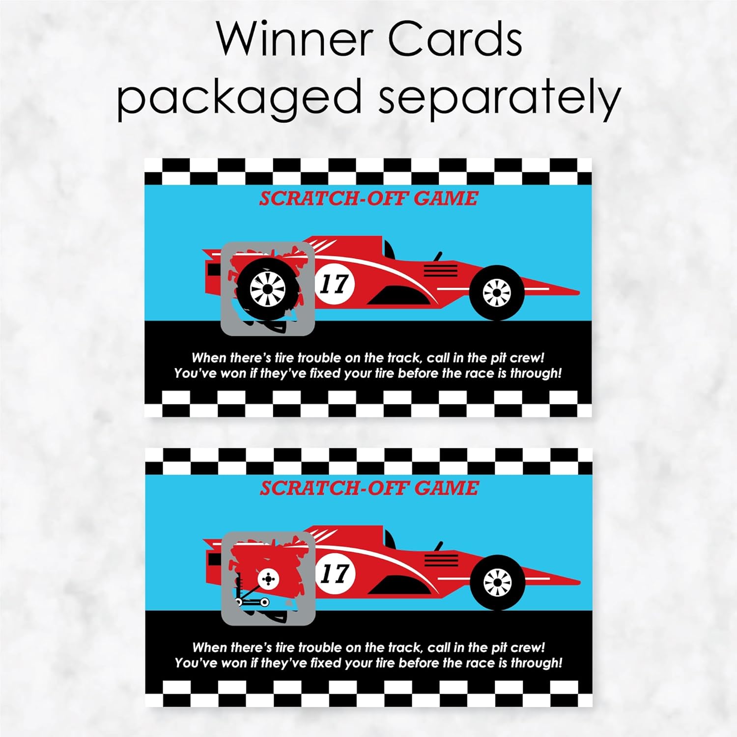 Big Dot of Happiness Let's Go Racing - Racecar - Baby Shower or Race Car Birthday Party Game Scratch Off Cards - 22 Count