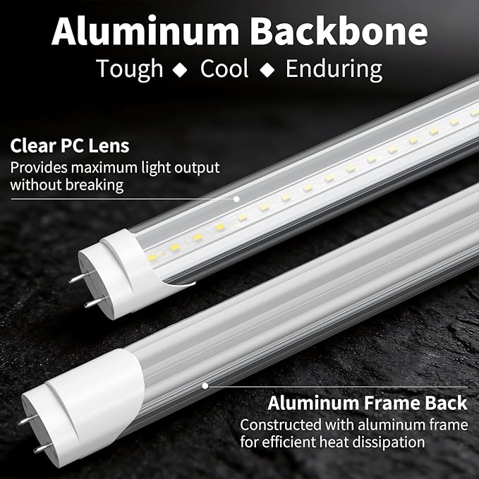 2 Pack 4FT T8 LED Bulbs 24W 3200LM 5000K Type A B Fluorescent Tube Replacement