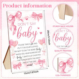 321 Pcs Pink Bow Baby Shower Games Party Bulk For Guests- 1 Don'T Say Baby Wooden Sign,50 Pink Bow Clothes Pin,250 Bingo Games Cards,20 Pencils,Guess Who Mommy Or Daddy Price Is Right Birthday