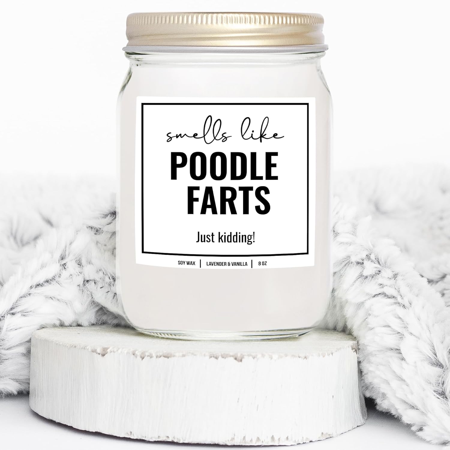You Nique Designs Smells Like Poodle Farts Candle 8Oz - Funny Gifts For Poodle Lovers - Dog Farts Candle Poodle Gifts For Women, Men - Funny Poodle Dog Décor (Lavender & Vanilla)