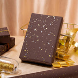 Chocolate Brown Wrapping Paper Roll - Mini Roll - 17 Inch X 16.5 Feet - Chocolate Brown Gold Design With Silky Touch Perfect For Birthday, Holiday, Wedding, Baby Shower