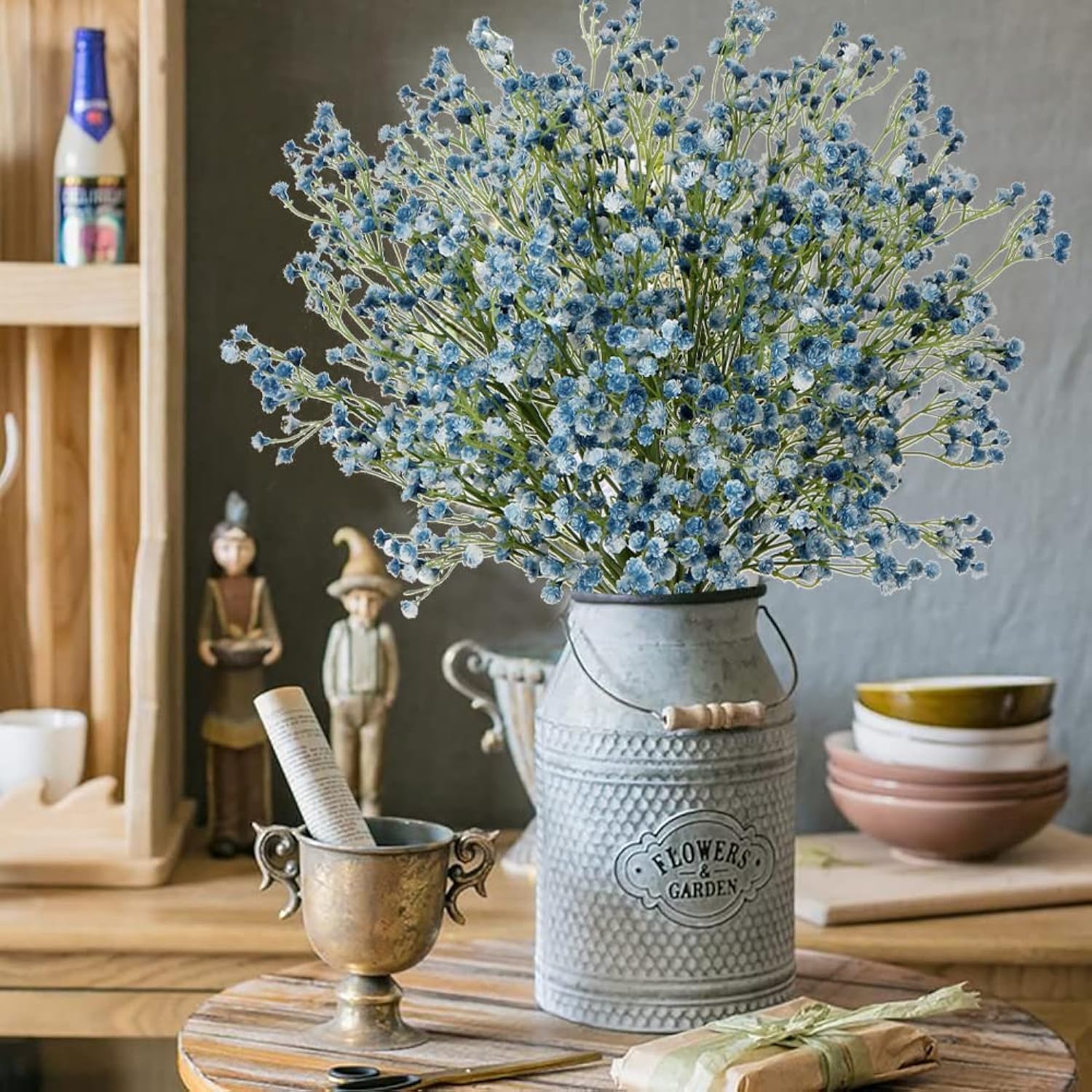 10 Pcs Baby'S Breath Artificial Flowers Bulk 3 Branches Faux Baby Breath Plastic Flowers Fake Gypsophila Flower Arrangement For Crafts Fake Flowers Bouquet For Wedding Home Decor Blue Baby Breath