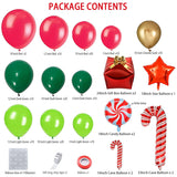 144 Piece Christmas Balloon Garland Arch Kit With Xmas Red Gold Fresh Green And Dark Green Balloon Candy Balloons Gift Box Balloons Red Star Balloons For Christmas Party Decorations