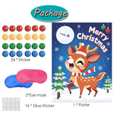 Christmas Games Pin The Noses On The Reindeer - Xmas Party Games Holiday New Year Activity 24 Stickers With 2 Blindfolds Winter Elk Party Supplies Pin Nose School Classroom Office Home Travel Trip