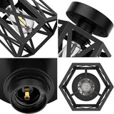 2 Pack Hexagon Semi Flush Mount Ceiling Lights Black Farmhouse Fixtures