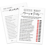 30 Pcs Baby Shower Game Cards - Mommy Or Daddy & Who Knows Mommy Best - Minimalism Double-Sided Game Baby Gender Reveal,Announcement Party Favor - A02