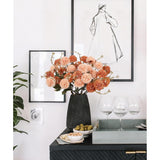 5 Bundles Pompon Mum Artificial Flowers, Fake Mini Chrysanthemums Boquuets 12” Faux Silk Pompon Mum Flowers For Centerpiece Bouquet Floral Arrangement Home Decor (Orange And Peach)