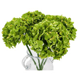 High Details Hydrangea Silk Flowers (About 225 Petals Each Flower), Artificial Hydrangea Flowers, Green Silk Hydrangea Flowers Pack Of 4 (Green)