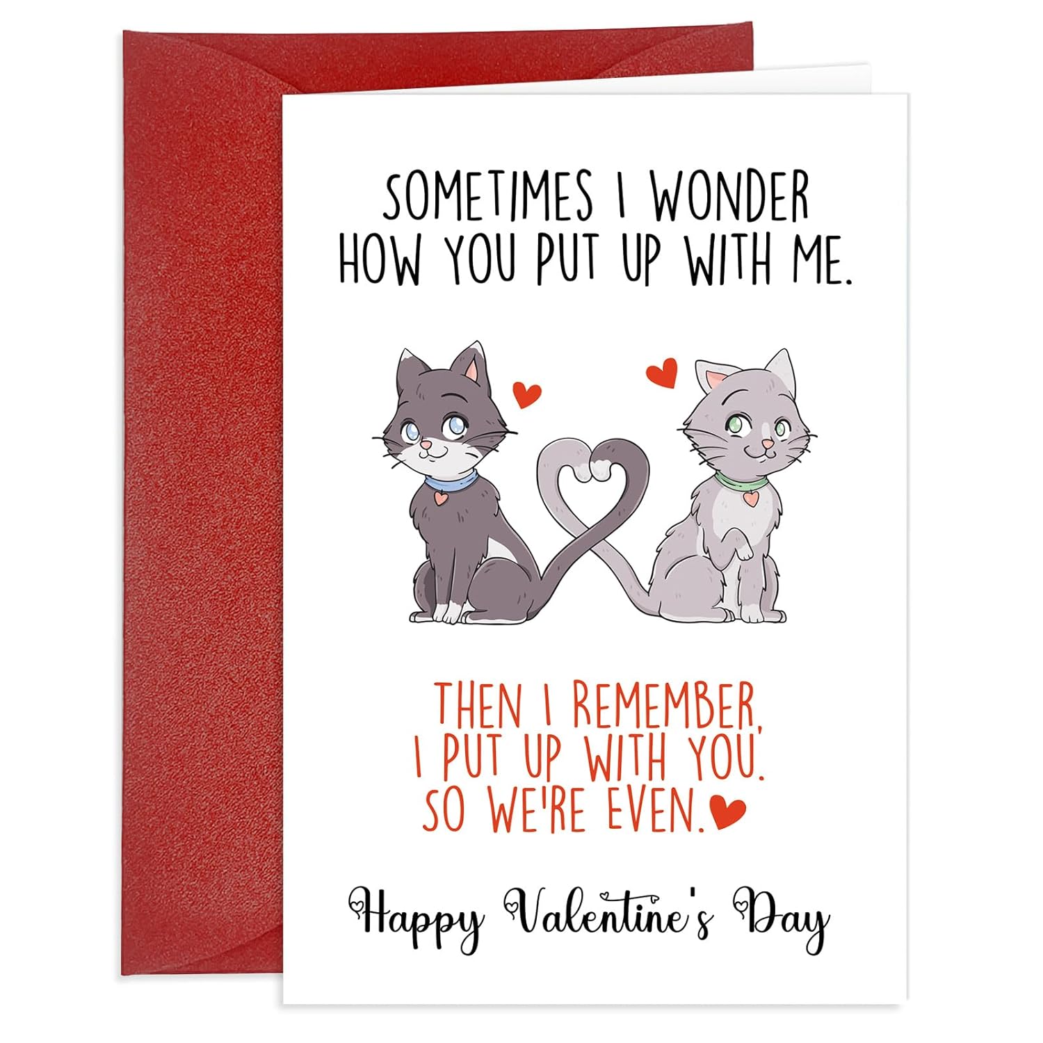 Funny Valentine'S Day Cards Witty Valentines Card Put Up With Me Card Valentine'S Day Cards For Her Him Valentine'S Day Cards For Husband Wife Valentine'S Day Cards With Envelope Put Up Card