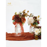 Burnt Orange Wedding Bouquet Centerpieces Flowers Mini Bridesmaid Bouquets Set Of 6 Terracotta Table Decor Pre-Made Small Floral Fall Wedding Decorations