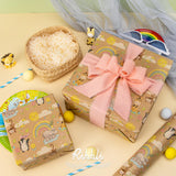 Baby Shower Wrapping Paper Animal Vintage Style Kraft Mini Roll Paper Perfect For Boys Girls Kids Birthday - 17Inch X 394Inch(33Feet)