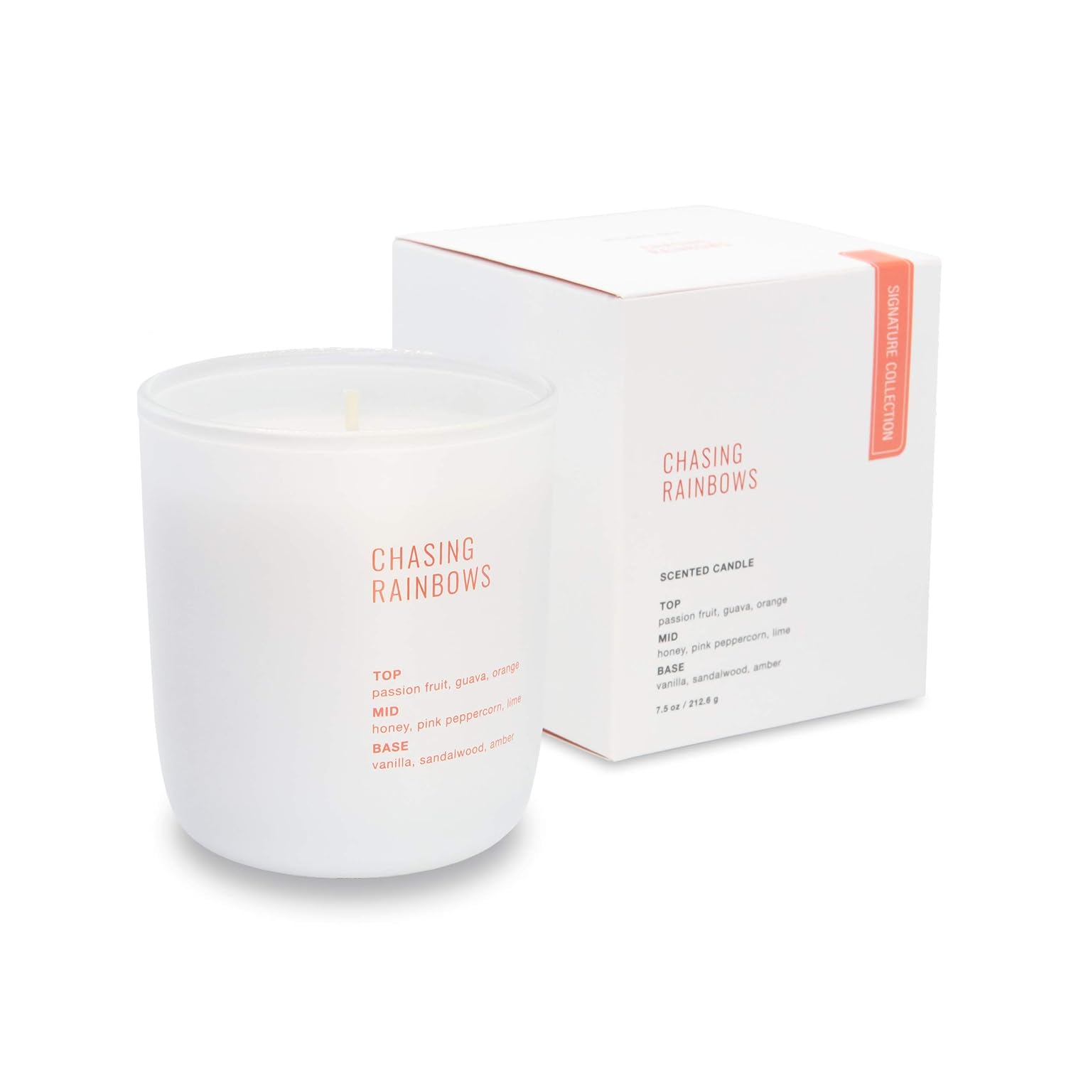Scented Candle With Essential Oils And Fragrance-Infused Coconut-Soy Blend Wax - Burns Up To 40 Hours - Comes In A Jar - Non Toxic - Signature Collection Candle - Chasing Rainbows