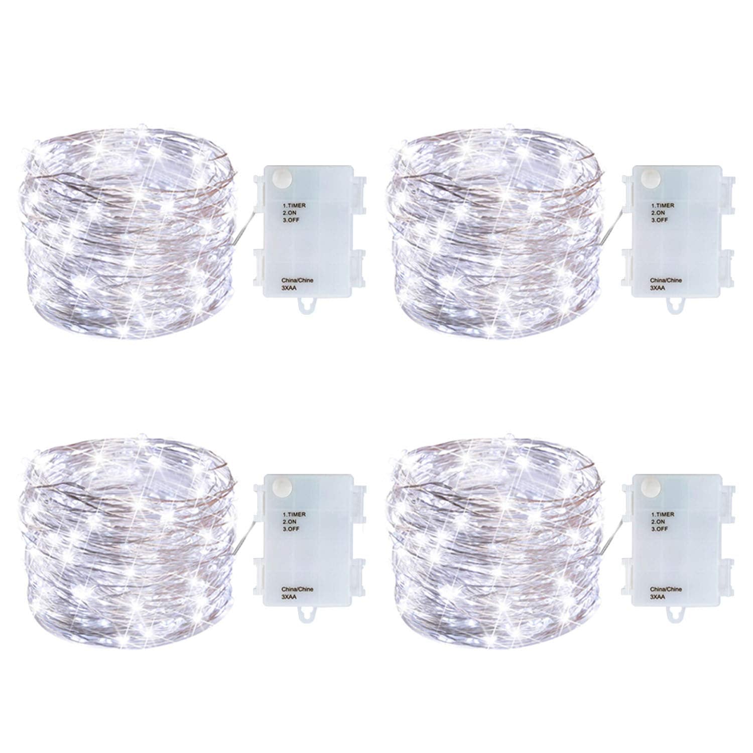 4 Pack Battery Operated Dewdrop Led Lights,Indoor Mini Fairy Lights With Timer Function,For Christmas And Halloween Ligh