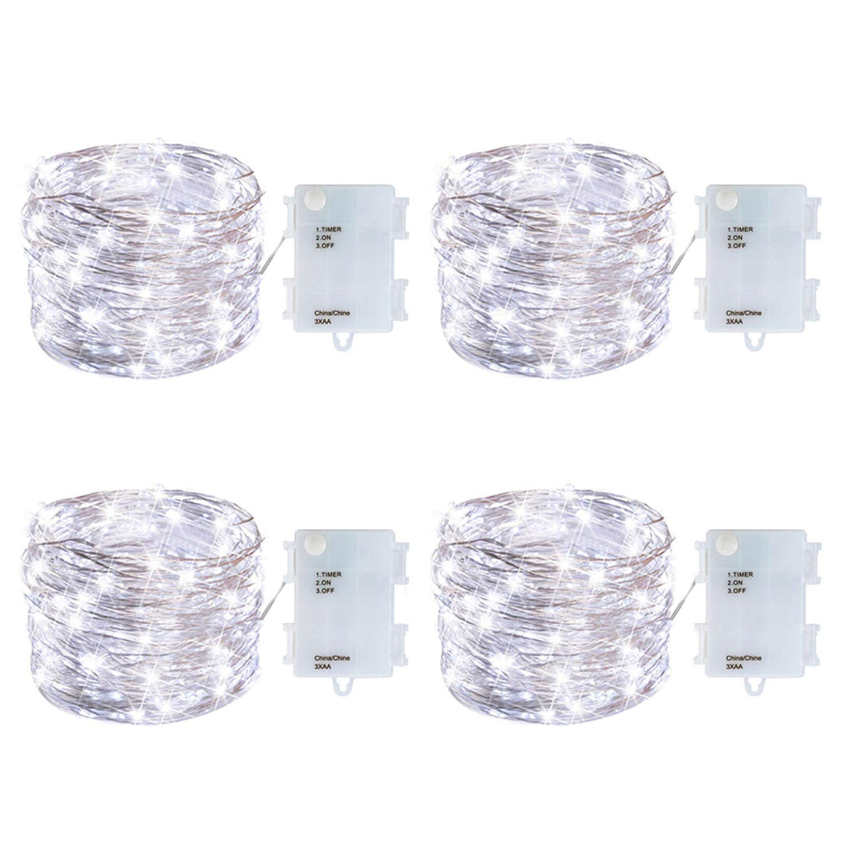 4 Pack Battery Operated Dewdrop Led Lights,Indoor Mini Fairy Lights With Timer Function,For Christmas And Halloween Ligh